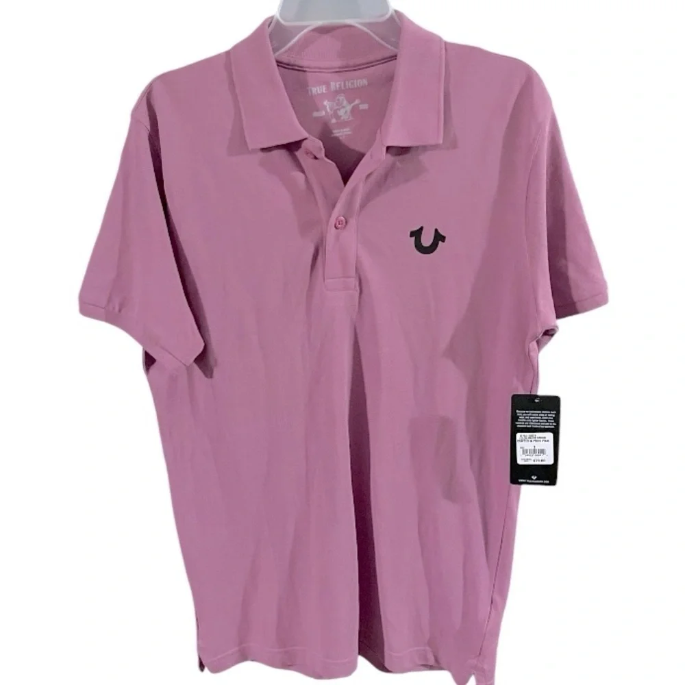 NWT True Religion Men's Designer Cotton Logo Polo MAUVE ORCH